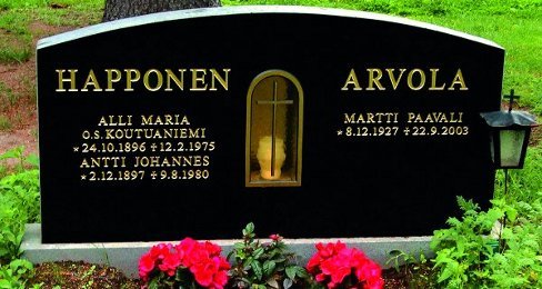 Tombstone Happonen Arvola